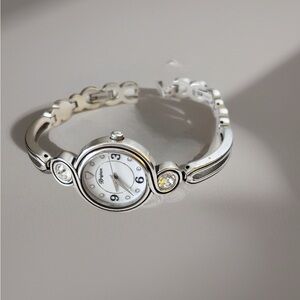 Brighton Infinity Sparkle silver-plated women's watch with crystal accents.